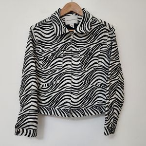 TELLARIDE CLOTHING CO. Women's Zebra Pattern Collared Full Zip Jacket Size S